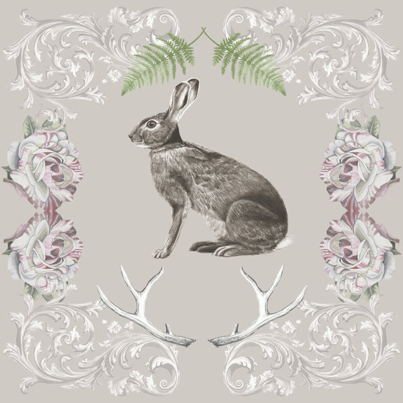 «Hare & Antler I» par Naomi McCavitt, impression sur toile tendue, H 36 po x l 36 po x P 1,25 po