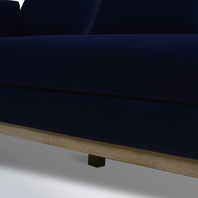 Canapé rembourré Pera, Velours bleu marine foncé