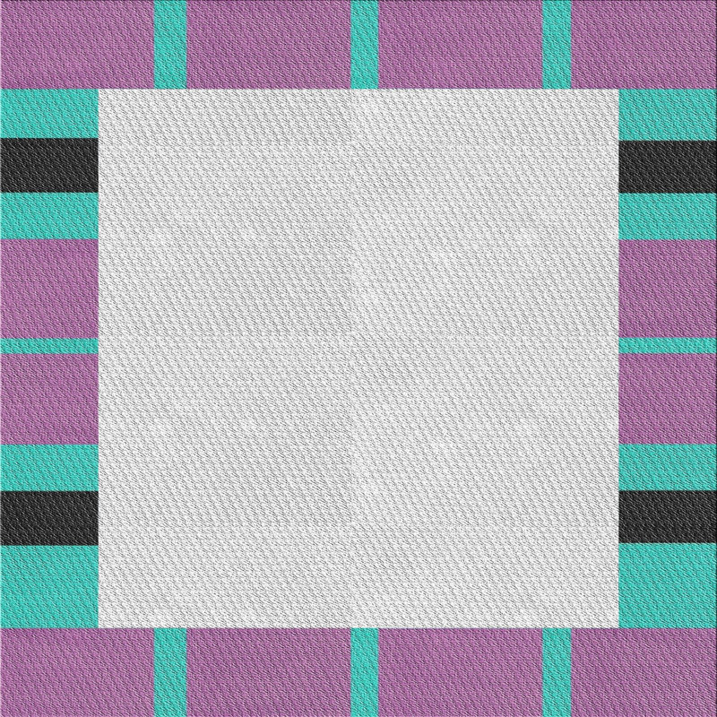 Tapis gris/vert/mauve à motifs, Carré 5 pi