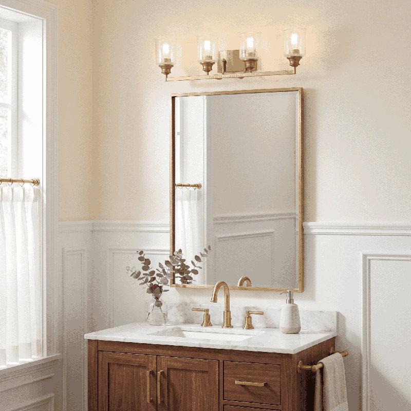 Southmead 2-Light Dimmable Brass Vanity Light, 2 Lights, 8.75" H x 16" W x 16" D