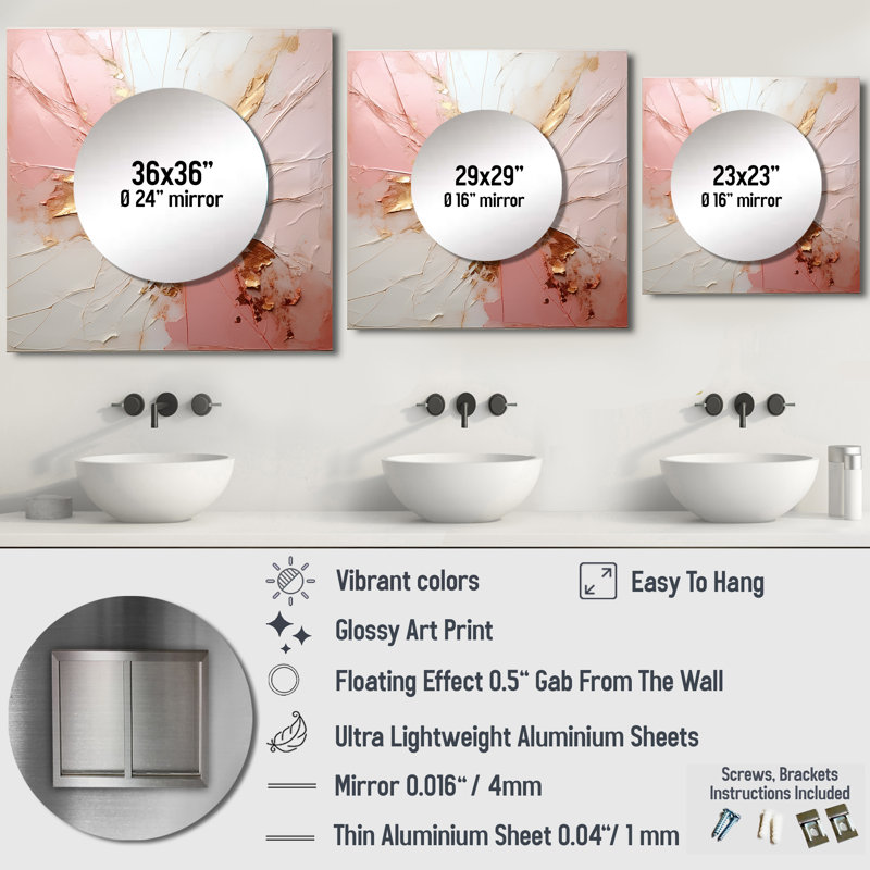 Huben - Décoration murale abstraite à miroir carré pour chambre à coucher, 23 po x 23 po
