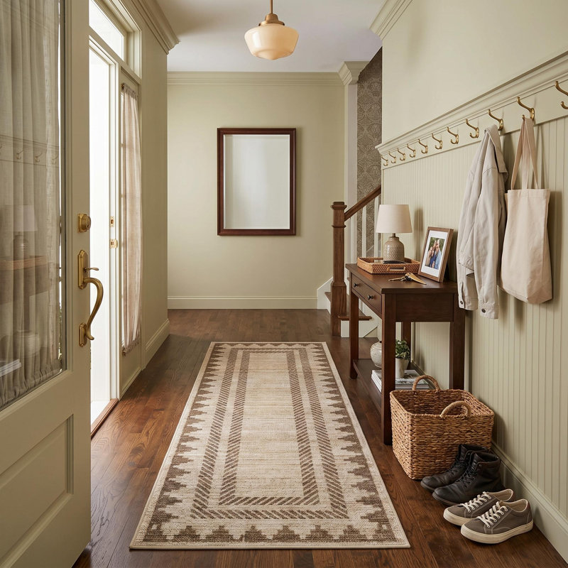 Tapis moderne lavable uni pour le vestibule, la chambre à coucher et le salon, Brown, Rectangle 5' x 7' Rug