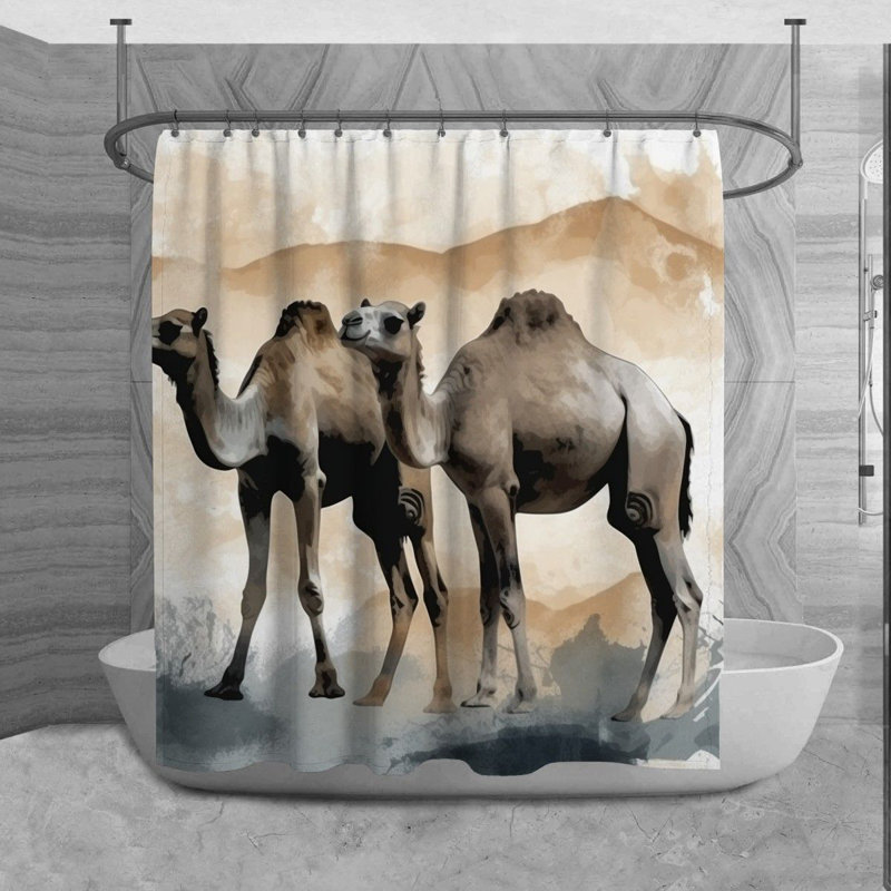 Camel Shower Curtain Animals Bathroom Decor Brown, H 84 po x l 70 po x P 6 po