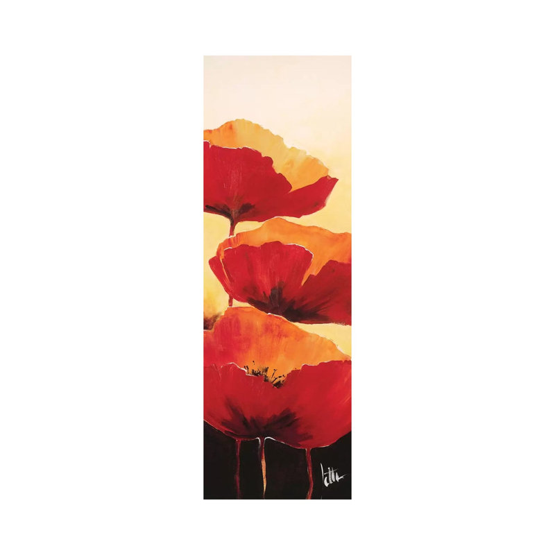 Three Red Poppies I by Jettie Roseboom - Wrapped Canvas Panoramic Print, 121.92 cm H x 40.64 cm W x 1.91 cm D