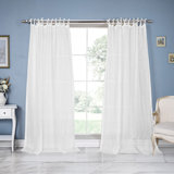 100% Pure Linen Lightweight Voile Sheer Tie Top Curtain (Single Panel)