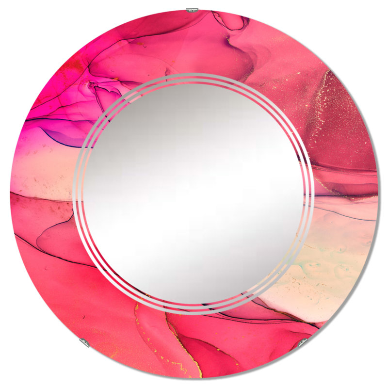 Miroir mural rose et beige, 24 po x 24 po