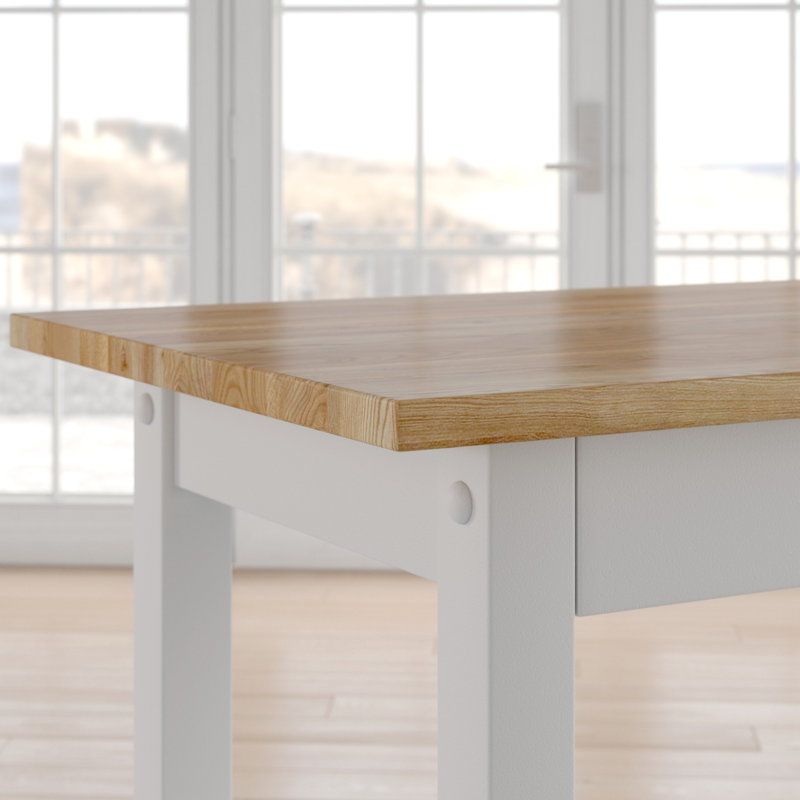 Table de préparation en bois massif de 40 po Herriott, Blanc/naturel, 36,5 po H x 40 po l x 20 po P
