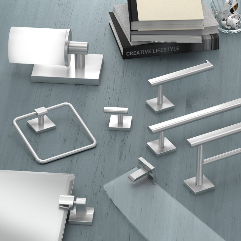 Porte-serviettes mural Elevate | Porte-serviettes pour salle de bain, Nickel satiné, H 2 po x L 26,38 po x P 2,6 po