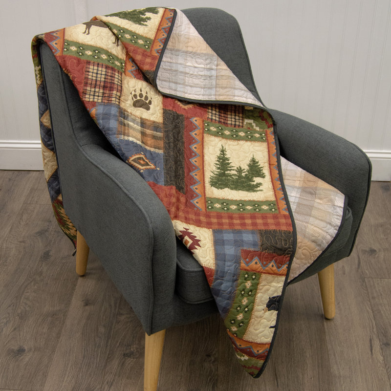 Rustic Multicolor Reversible Polyester Throw Blanket 50" x 60"