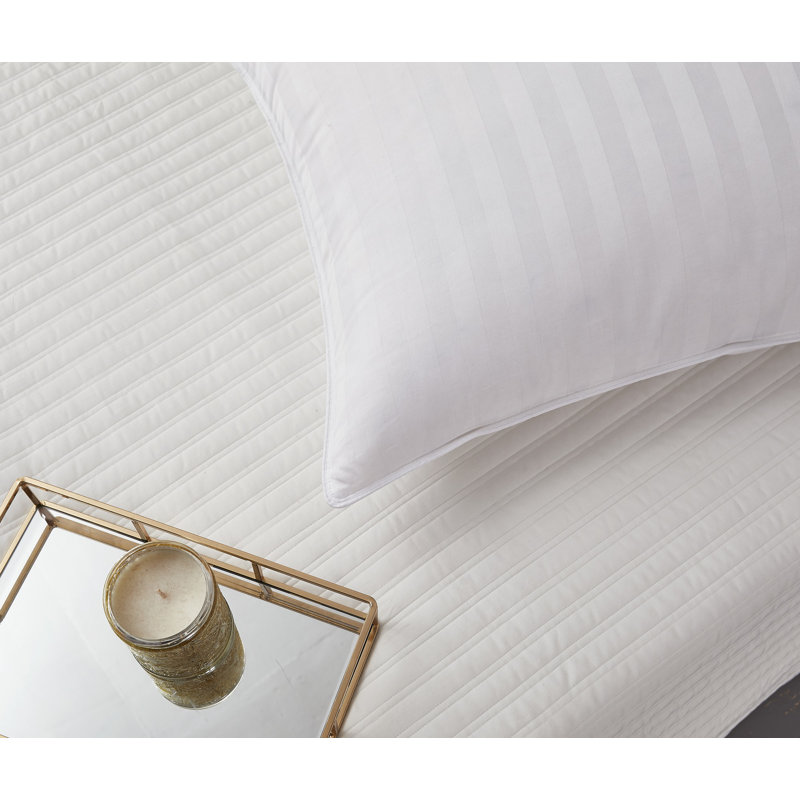 Jumbo White Cotton Damask Stripe Down Pillow