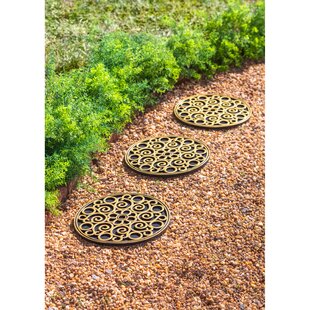 Recycled Rubber Garden Stepping Mats, Set of 3 - Floral