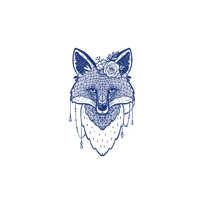 Décalcomanie murale animal fox, Bleu