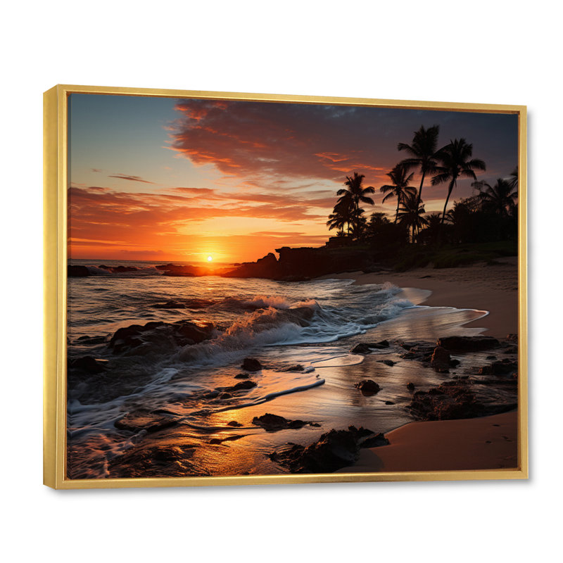 Dominicain Coastal Twilight - impression, H 12 po x l 20 po x P 1 po, Cadre flottant doré