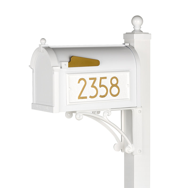 Whitehall Products Modern Mailbox, Yes, White/Gold
