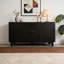 Buffet 59 po noir moderne avec 4 portes Sunburst, armoire de rangement avec pieds en bois massif, grande armoire de rangement pour la cuisine, la salle à manger, le salon et le vestibule