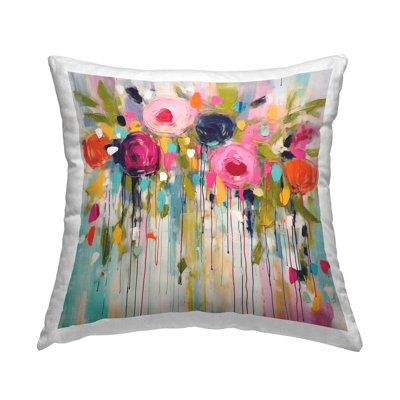 Coussin décoratif imprimé Paint Drip Roses par Irena Orlov