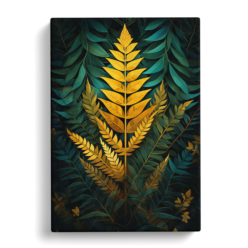 Fern Leaf Geometric No.2 - Wrapped Canvas, 50cm H x 35cm W x 3cm D