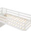 Lit mezzanine bas simple en bois massif avec escalier de rangement main courante-796357217