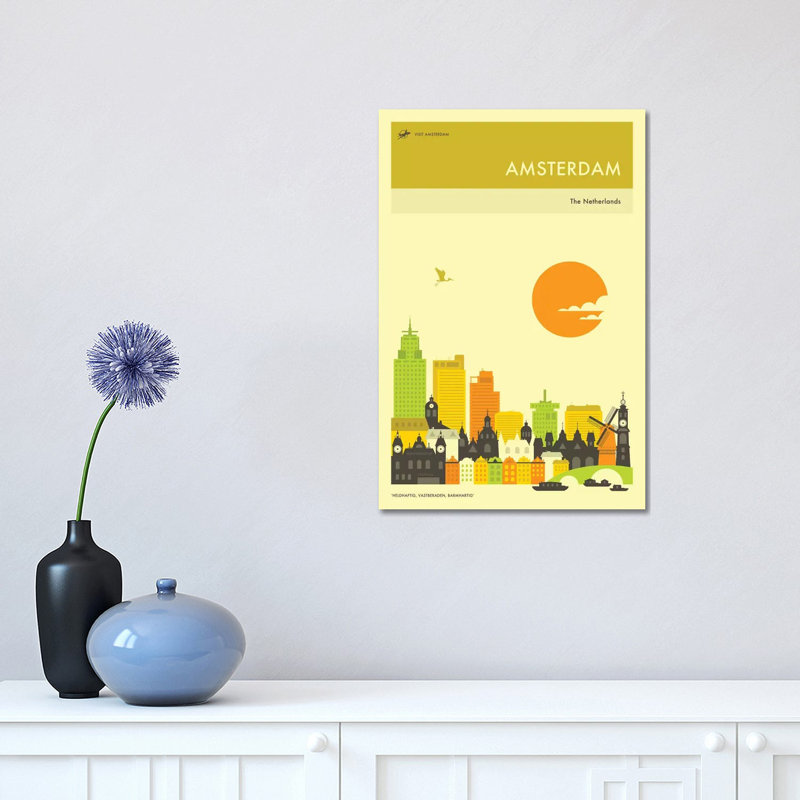 Amsterdam Skyline 1 Piece Wrapped Canvas Wall Art, 30.48 cm H x 45.72 cm W