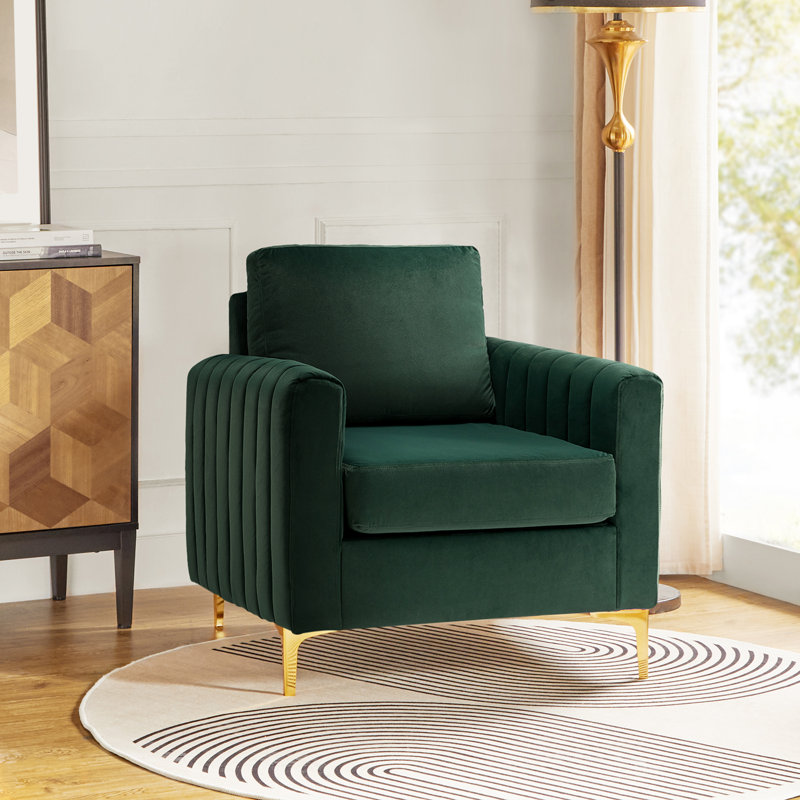 Cedarpoint Upholstered Velvet Tufted Club Chair, Green Velvet