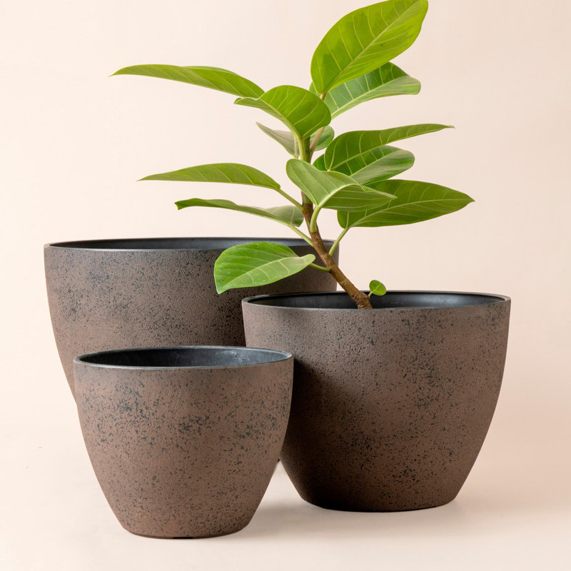 Ensemble de 3 pots à fleurs en plastique pour plantes d'extérieur Nova, Nouveau fer