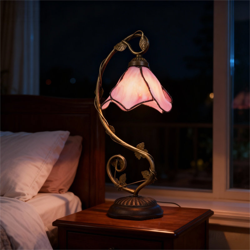 Lampe de table florale de style Tiffany - base E26 / prise américaine incluse