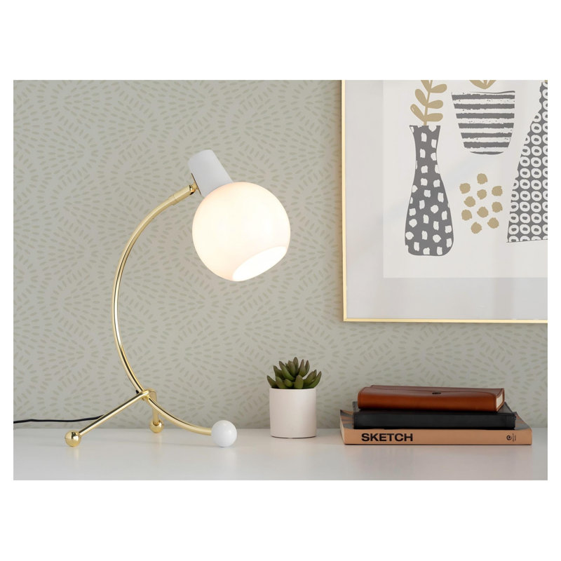 Eileen Contemporary Adjustable Task Lamp with Gold Metal Base and White Plastic Shade