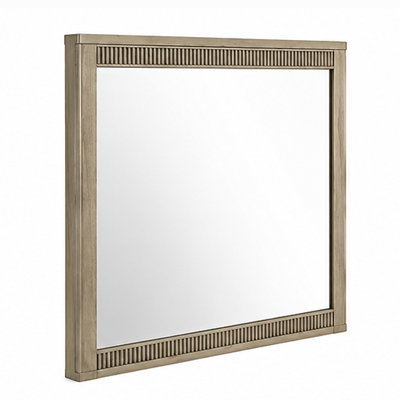 Miroir de commode Leky, cadre en bois nervuré, brun chêne antique, 38 x 43