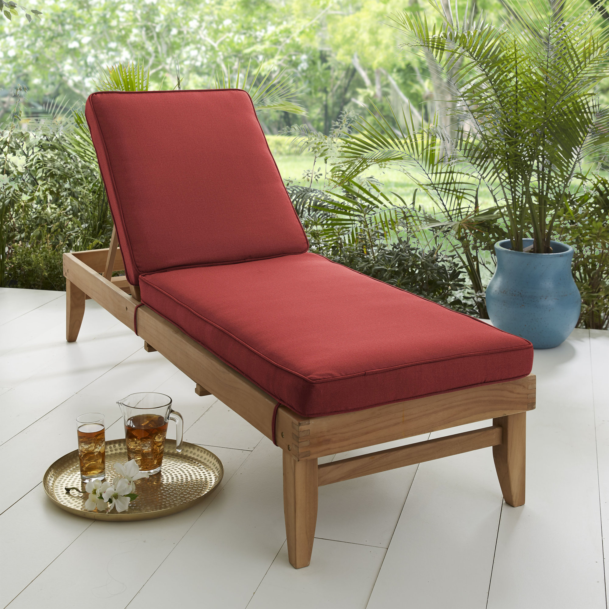 Lance Indoor/Outdoor Sunbrella Seat/Back Chaise Lounge Cushion, 79" W x 25" D , Canvas Cloud Sunbrella® Canvas