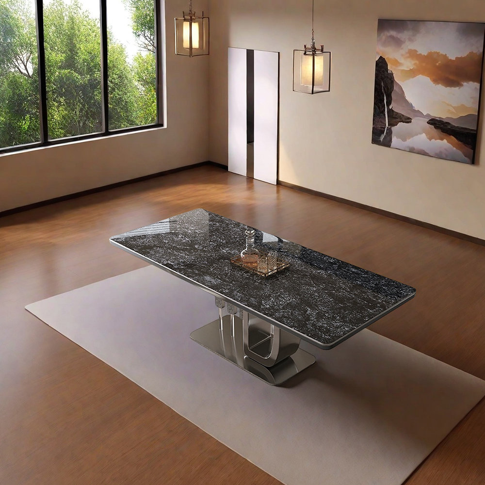 Orren Ellis Sintered stone stainless steel dining table | Wayfair
