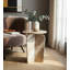 Table d'appoint décorative ronde avec plateau en marbre pour le salon - Élégante table de bout décorative moderne pour les espaces étroits - 24 po, brun clair