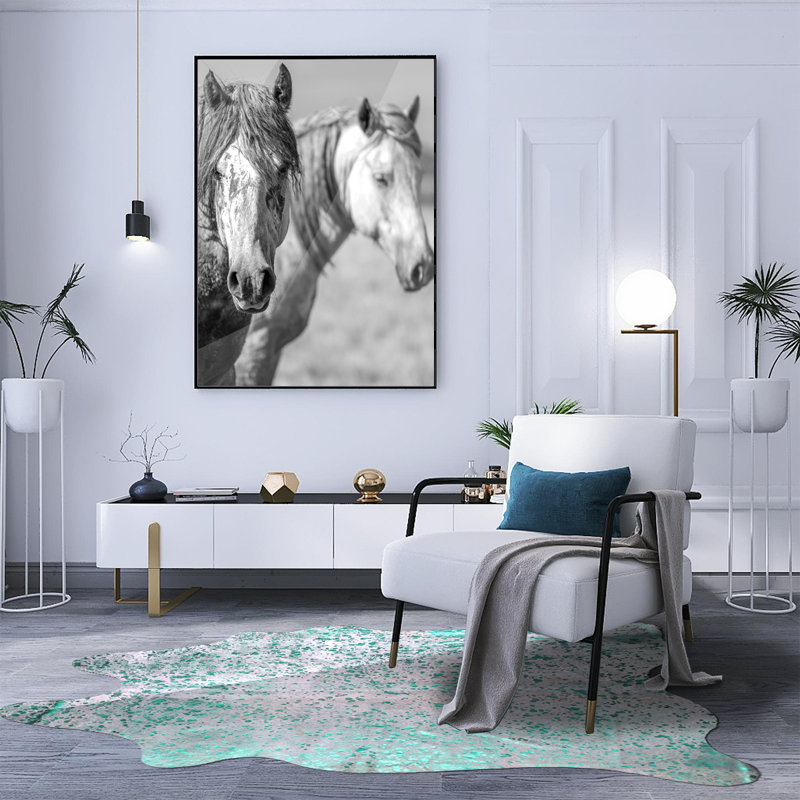 Tapis en cuir de vache vert métallique sur mesure, Nouveauté 5 pi 8 po x 6 pi 7 po