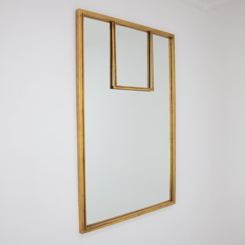 Porta Rectangle Metal Mirror, Antiqued Gold
