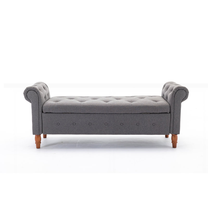 Flax Fabric Storage Bench Shoe-Changing Stool