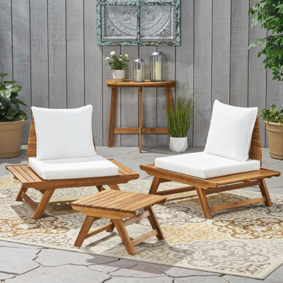 Cason Acacia 2 - Person Patio Conversation Sets with Cushions