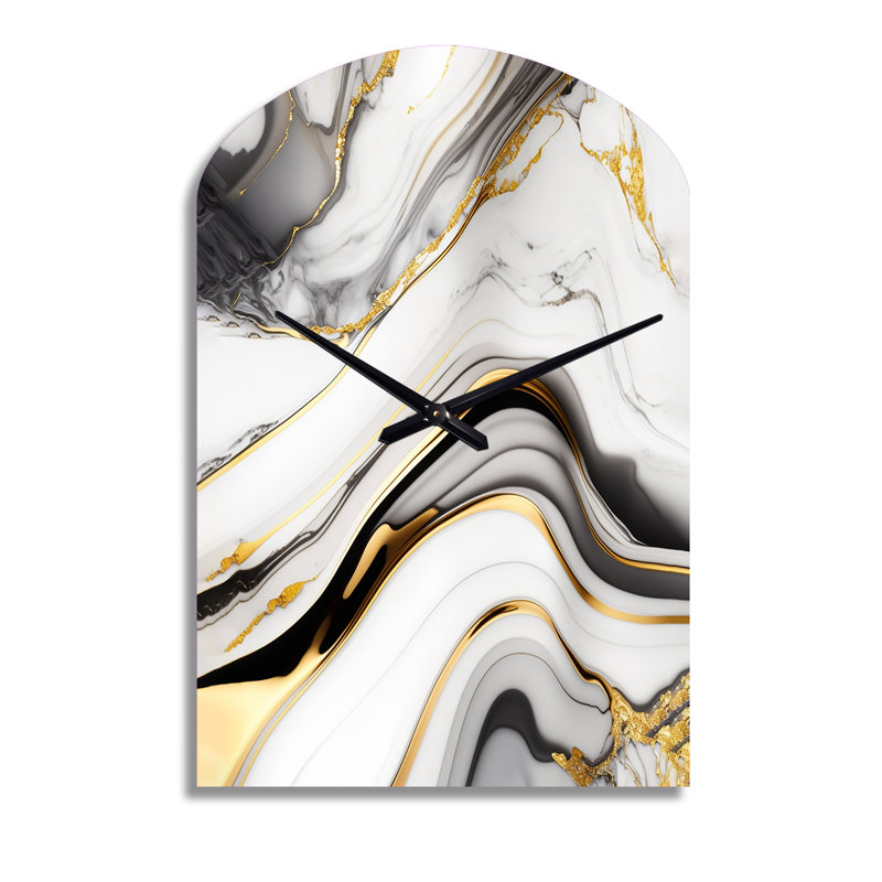Horloge murale abstraite géométrique en marbre gris IV - horloge murale asymétrique abstraite, Moyenne