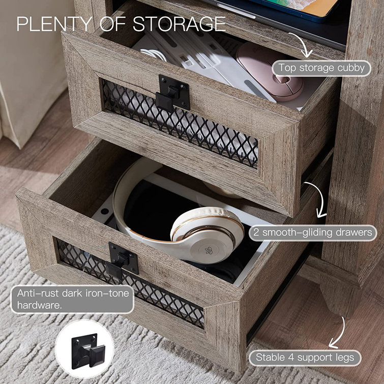 17 Stories End Table with Storage and Charging Station & Reviews