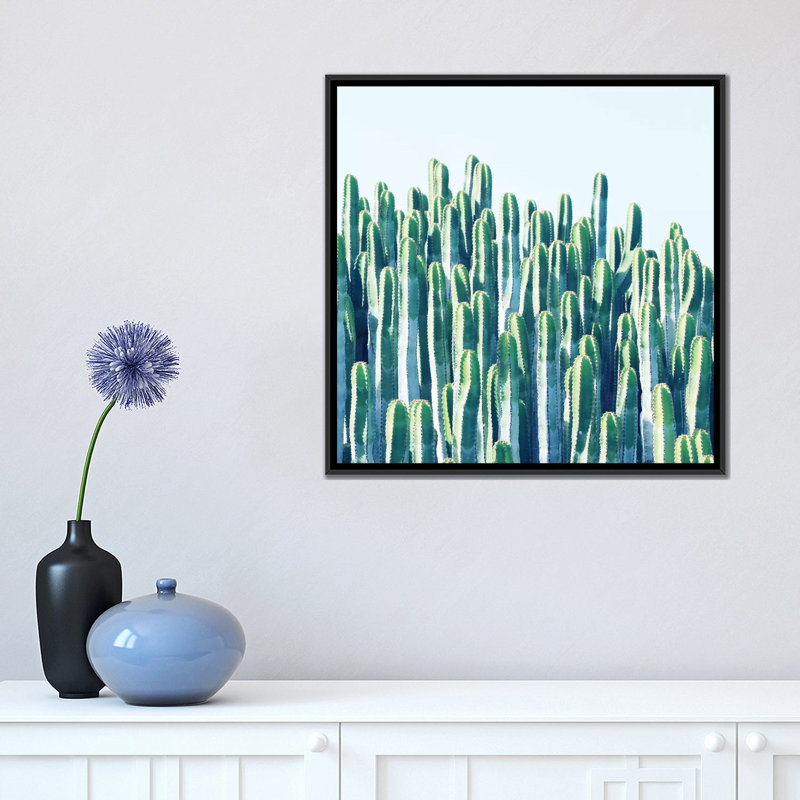 «Cactus Plants», impression sur toile, H 18 po x l 18 po x P 1,5 po, Toile avec cadre noir