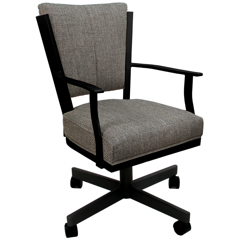 Damarkus Swivel Dining Caster Chair with Arms, Black
