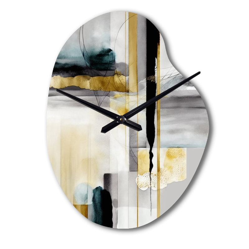 Abstract Transitional Shapes Black IV - Pear Shape Unique Abstract Shapes Wall Clock, Large