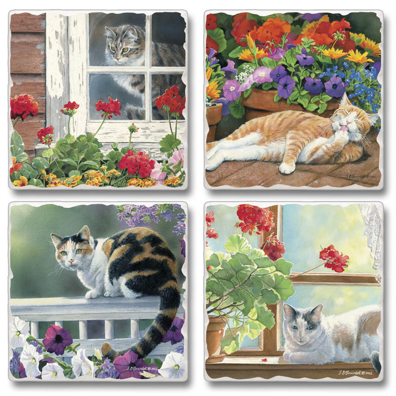 Stoneware Square 4 Piece Coaster Set