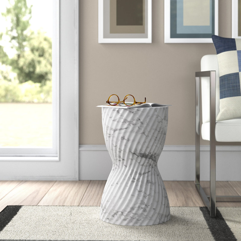 Table de bout en béton Anshveer, Blanc
