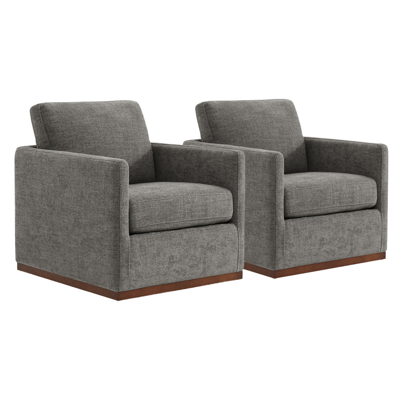 Benten Upholstered Swivel Armchair, Fossil Gray