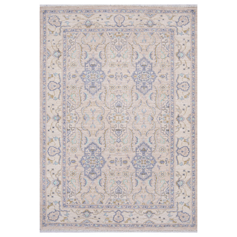 Tapis beige et ivoire noué à la main de haute qualité