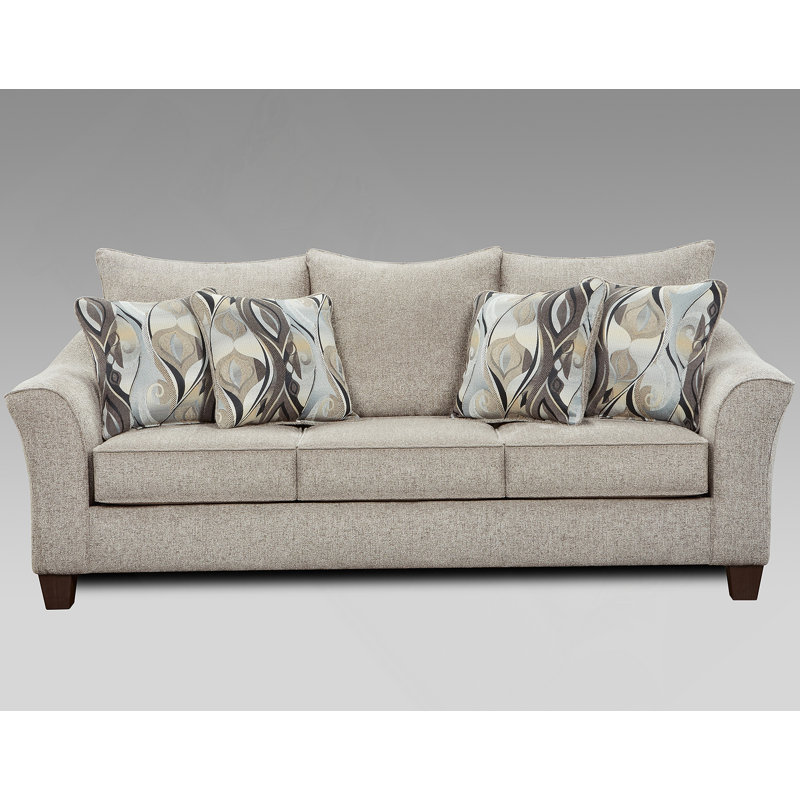 Camero Fabric Pillowback Sofa, Gray, Black