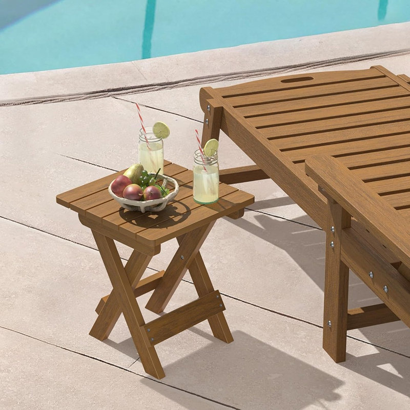 Table d'appoint d'extérieur pliante pour patio - couleur teck