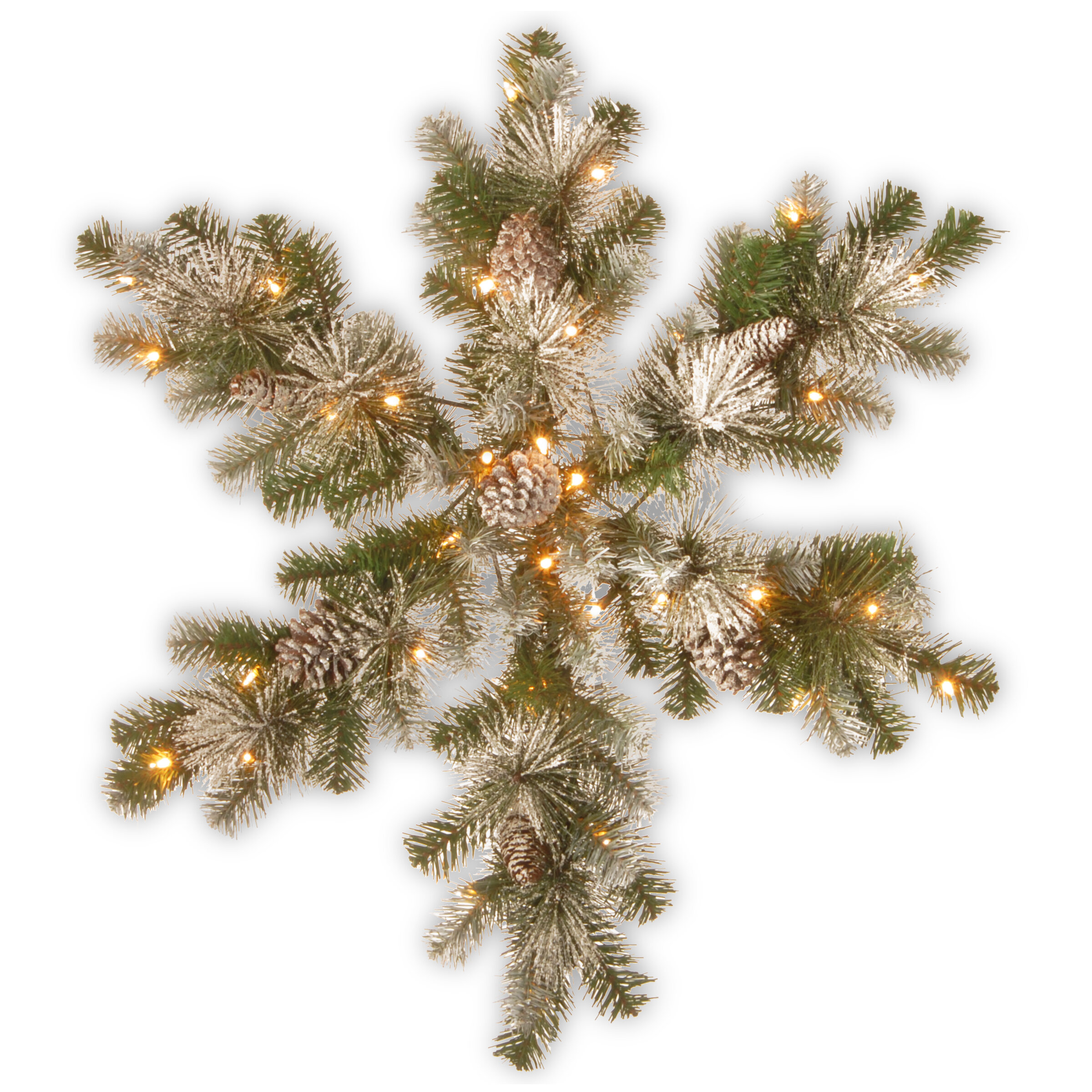 National Tree 14 Glittery Bristle Pine Snowflake with Battery Operated Warm White LED Lights