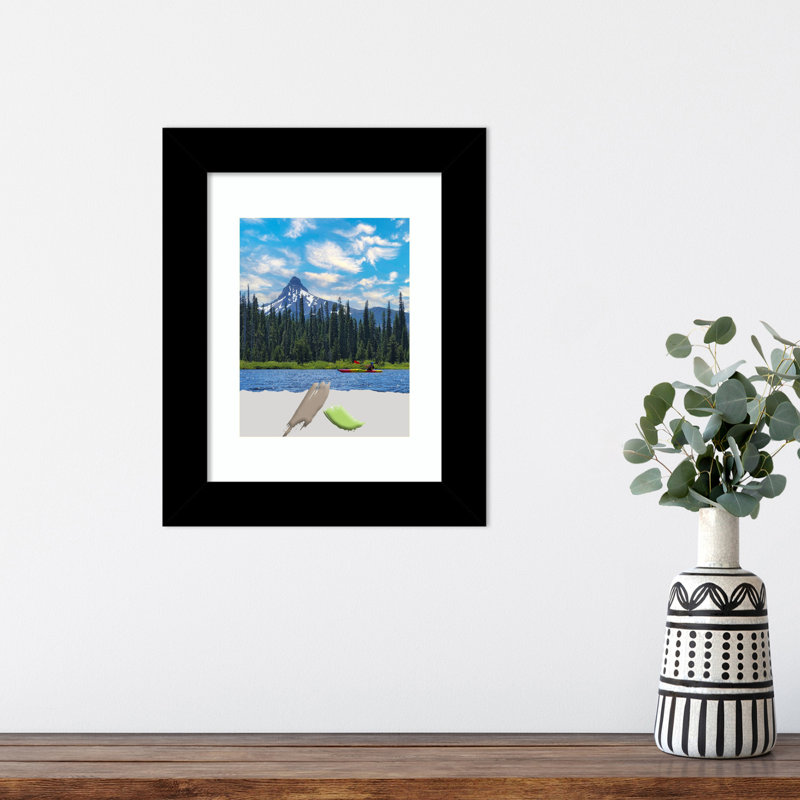 Rajeana Wood Picture Frame with Mat, Black, 11" x 14"