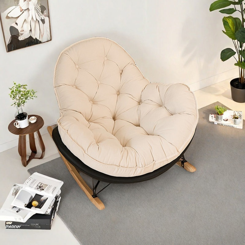 Chaise berçante ergonomique en chenille, Noir / Beige