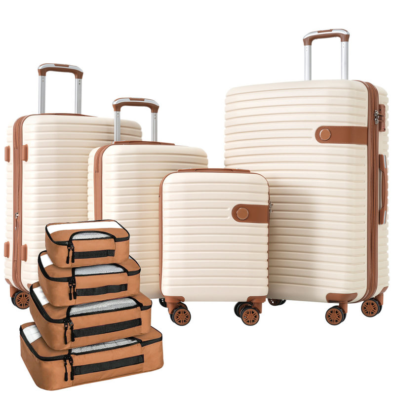 Ensemble de valises 4 pièces, 29.1" H x 18.3" W x 12 " D, Crème